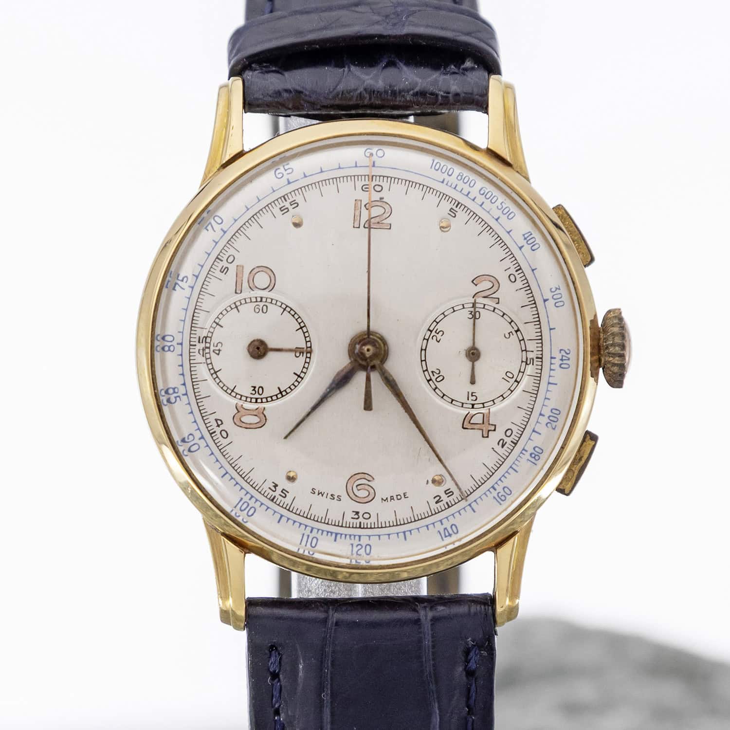 Chronographe Suisse bicompax or 18k